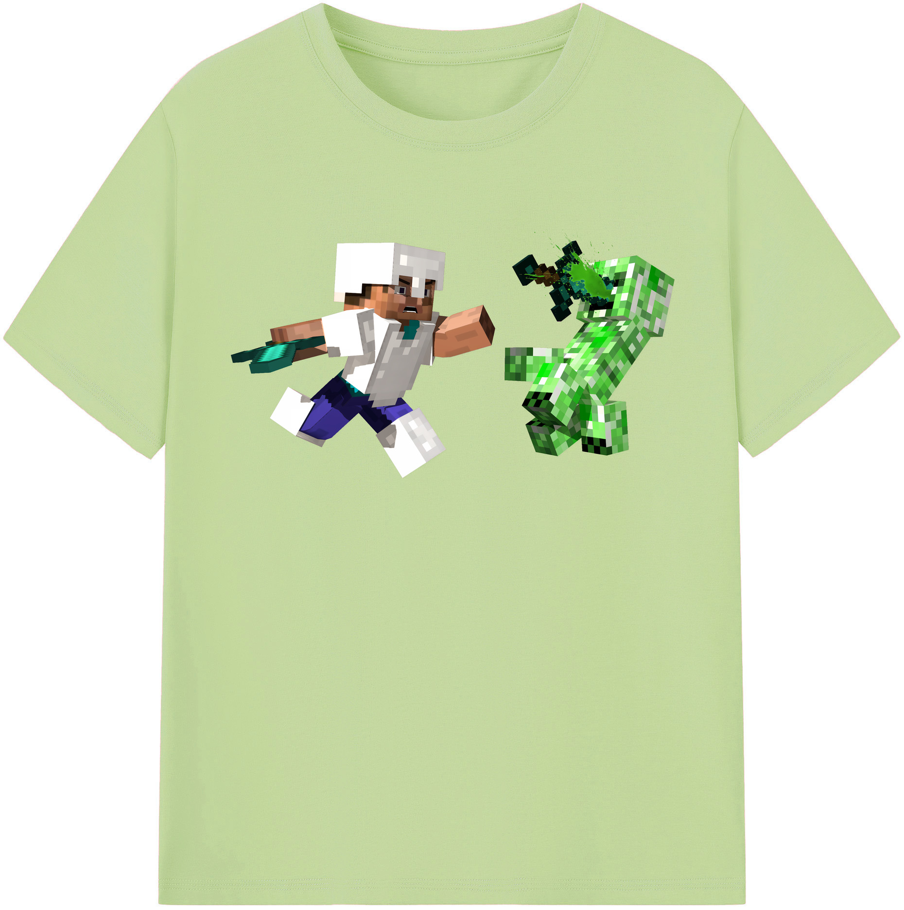 （画像用） マインクラフト ブロックの世界 Minecraft MC Block world 綿100％半袖Tシャツ（フロントプリント）